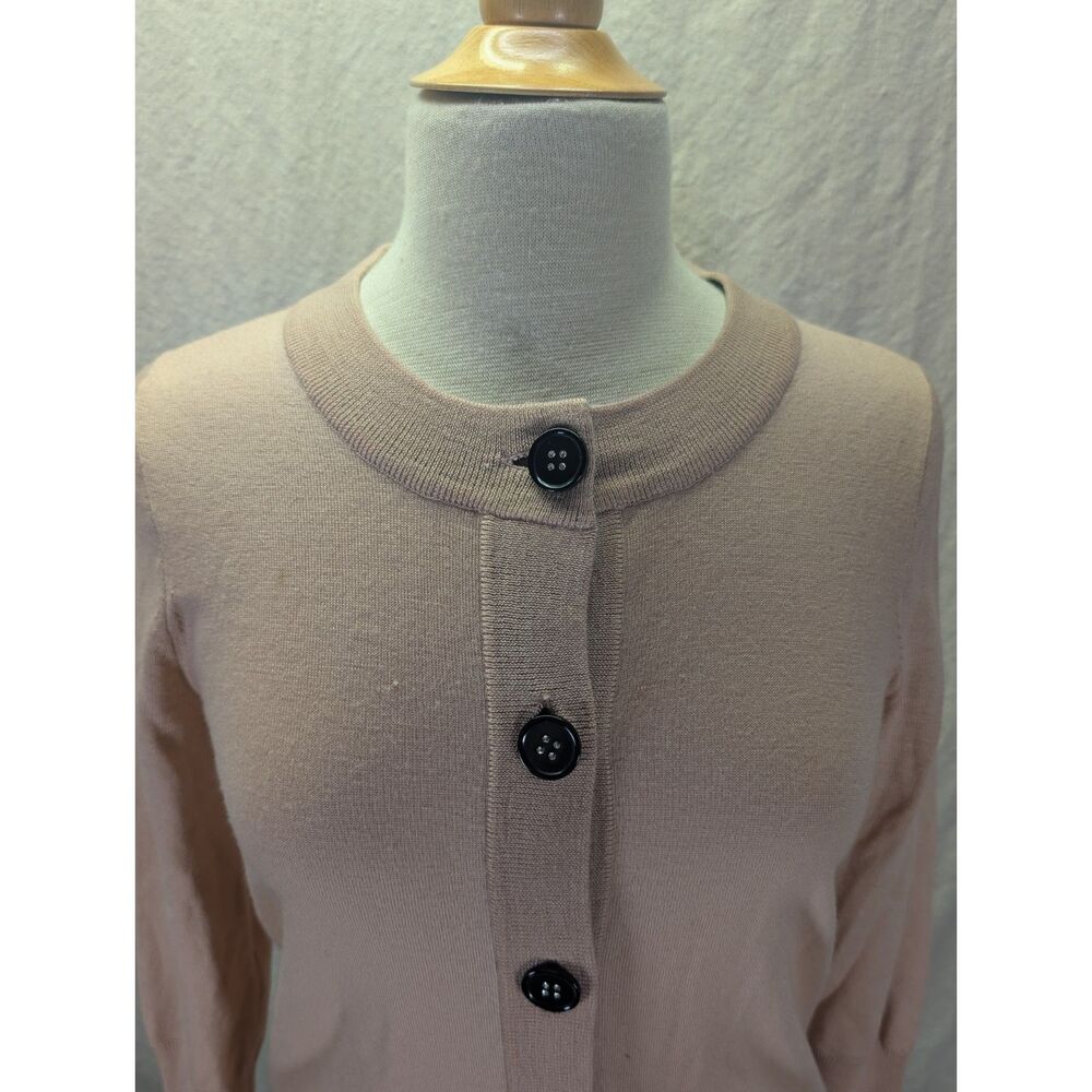 NWOT J.Crew 100% merino wool LS jeweled button-up cardigan mauve Size Medium - Picture 4 of 10